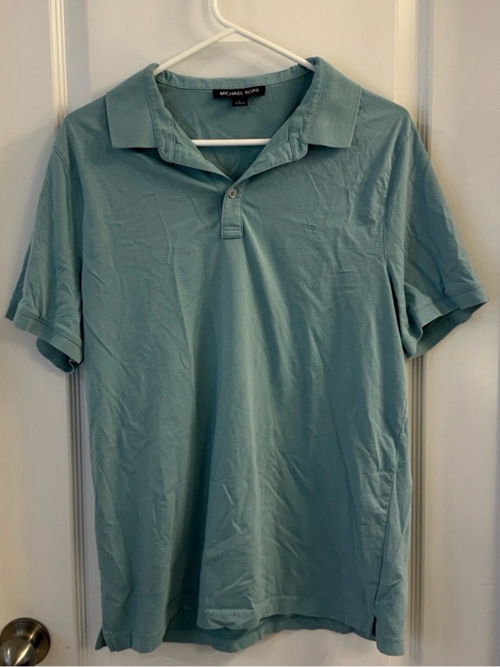 Michael Kors Men's Teal Blue Green Polo Shirt Size Large Cotton